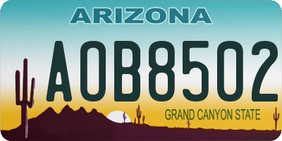 AZ license plate AOB8502