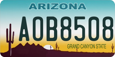 AZ license plate AOB8508