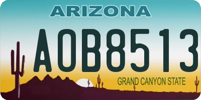 AZ license plate AOB8513