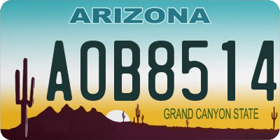 AZ license plate AOB8514