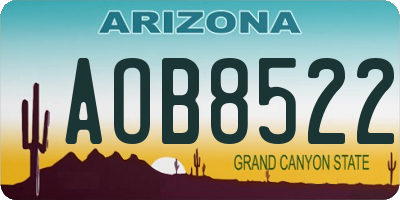 AZ license plate AOB8522