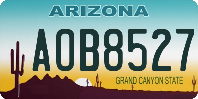 AZ license plate AOB8527