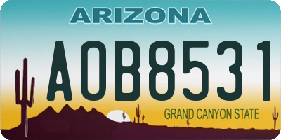 AZ license plate AOB8531