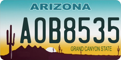AZ license plate AOB8535