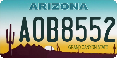 AZ license plate AOB8552