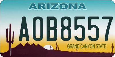 AZ license plate AOB8557