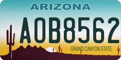AZ license plate AOB8562