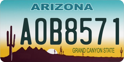 AZ license plate AOB8571