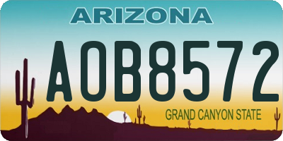 AZ license plate AOB8572