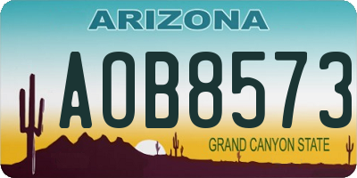 AZ license plate AOB8573
