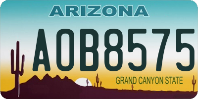 AZ license plate AOB8575