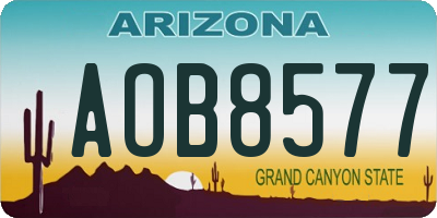 AZ license plate AOB8577