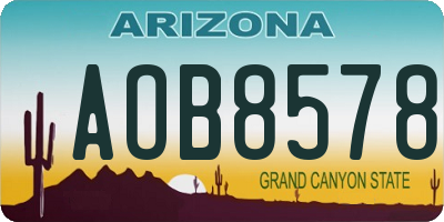 AZ license plate AOB8578
