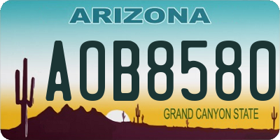 AZ license plate AOB8580