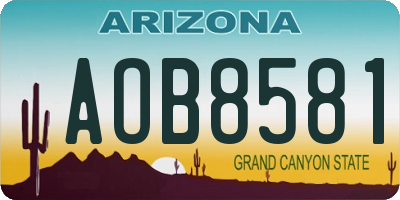 AZ license plate AOB8581
