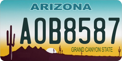 AZ license plate AOB8587