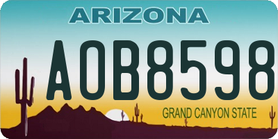 AZ license plate AOB8598