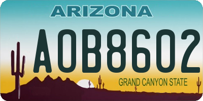 AZ license plate AOB8602