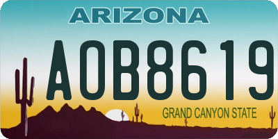 AZ license plate AOB8619