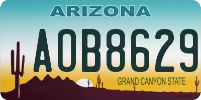 AZ license plate AOB8629