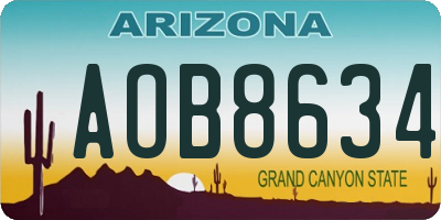 AZ license plate AOB8634