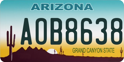 AZ license plate AOB8638