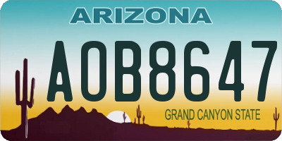 AZ license plate AOB8647