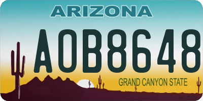 AZ license plate AOB8648