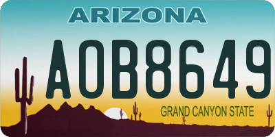 AZ license plate AOB8649