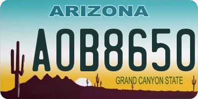 AZ license plate AOB8650