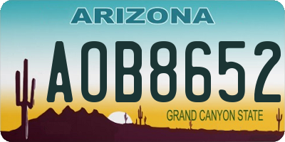 AZ license plate AOB8652