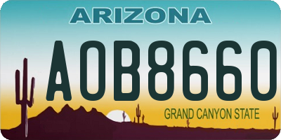 AZ license plate AOB8660