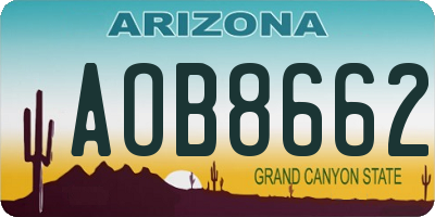 AZ license plate AOB8662