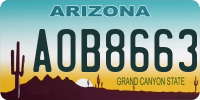 AZ license plate AOB8663