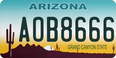 AZ license plate AOB8666