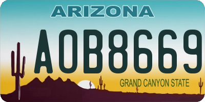 AZ license plate AOB8669