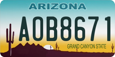 AZ license plate AOB8671