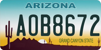 AZ license plate AOB8672