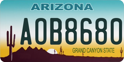 AZ license plate AOB8680