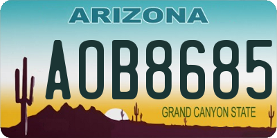 AZ license plate AOB8685