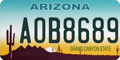 AZ license plate AOB8689