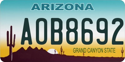 AZ license plate AOB8692