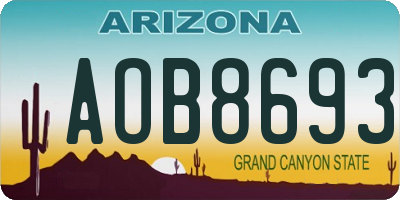 AZ license plate AOB8693