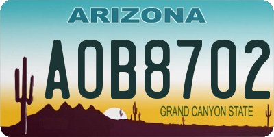 AZ license plate AOB8702