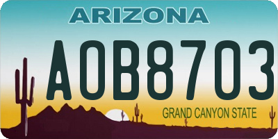 AZ license plate AOB8703