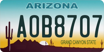 AZ license plate AOB8707