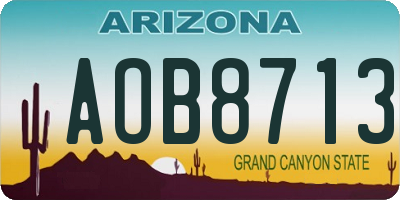 AZ license plate AOB8713