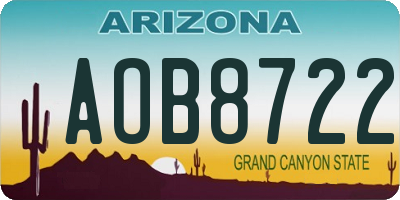 AZ license plate AOB8722