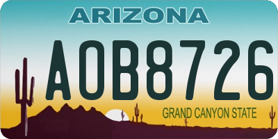 AZ license plate AOB8726