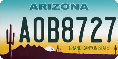 AZ license plate AOB8727